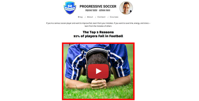 Progressive Soccer Training printscreen homepage