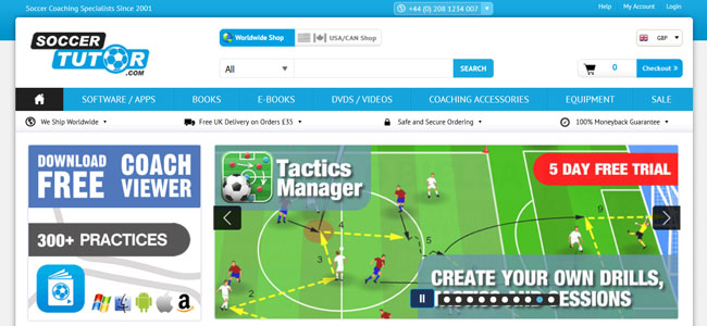 Soccer-Tutor printscreen homepage